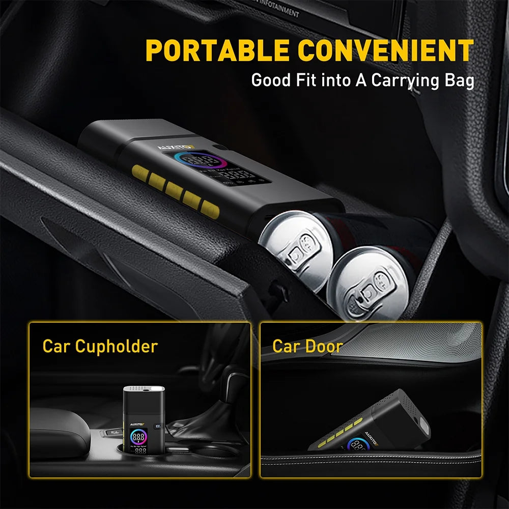Tire Inflator Portable Air Compressor, 150 PSI Cordless Air Pump with 7800Mah Rechargeable Battery for Car, Truck, Motorcycle Tires & Ball, Compact Bike Pump
