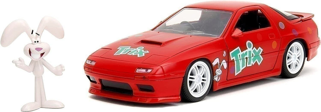 General Mills Trix 1:24 Scale 1985 Mazda RX-7 Die-Cast Model Car with 2.75" Trix Rabbit Figurine