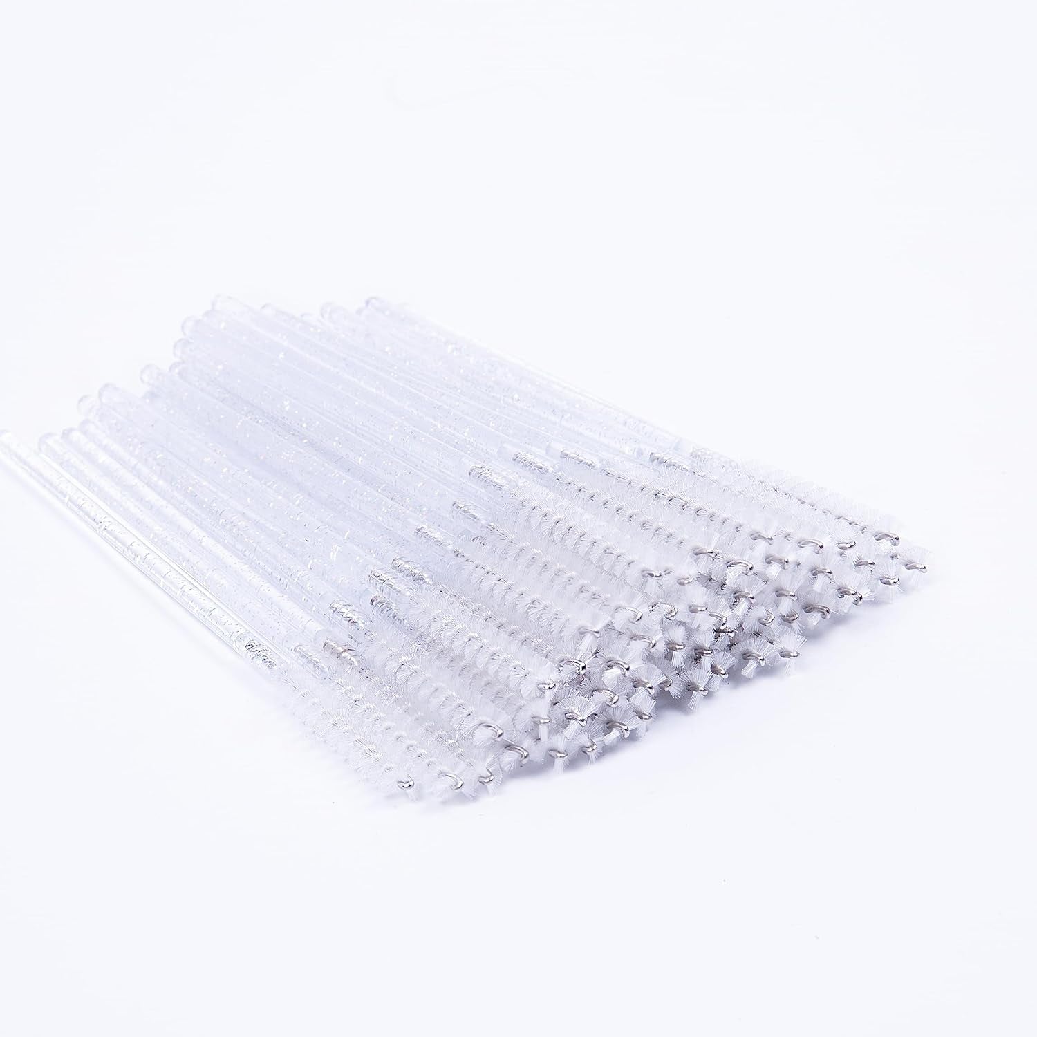 I-Laesh 100 Pcs Crystal Blue Eyelash Brush Set - Sparkling Mascara Wands & Professional Eyebrow Spoolies for Flawless Makeup Application