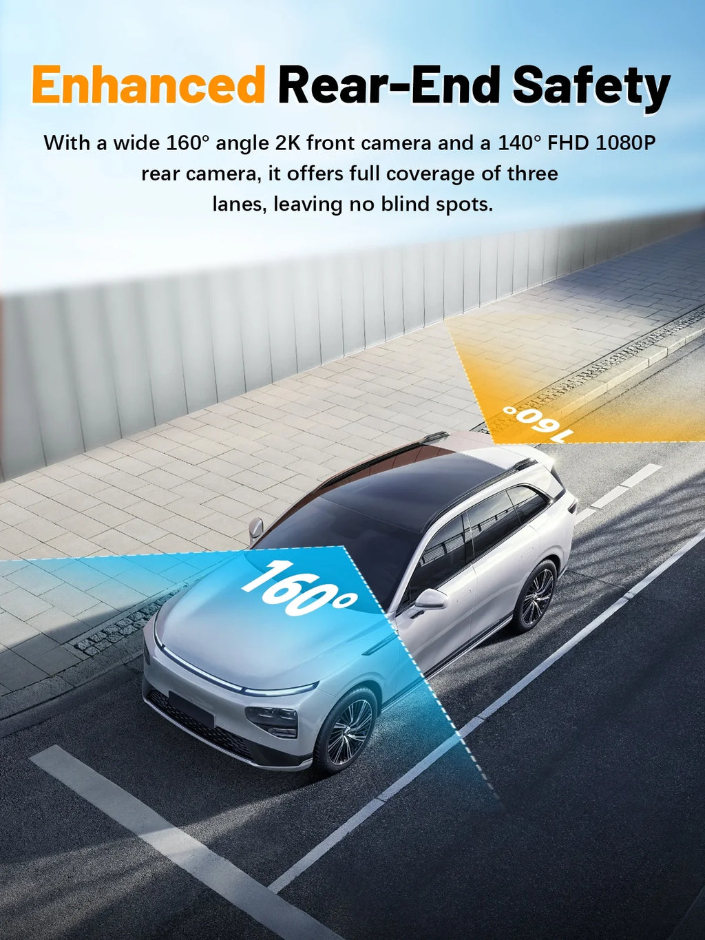 ODREY Dash Cam Front and Rear, 4K+1080P WDR Dash Camera for Cars, 4K Single Front Built-In Wifi Car Camera with G-Sensor, Super Night Vision, 64GB Card, Loop Recording, Parking Mode