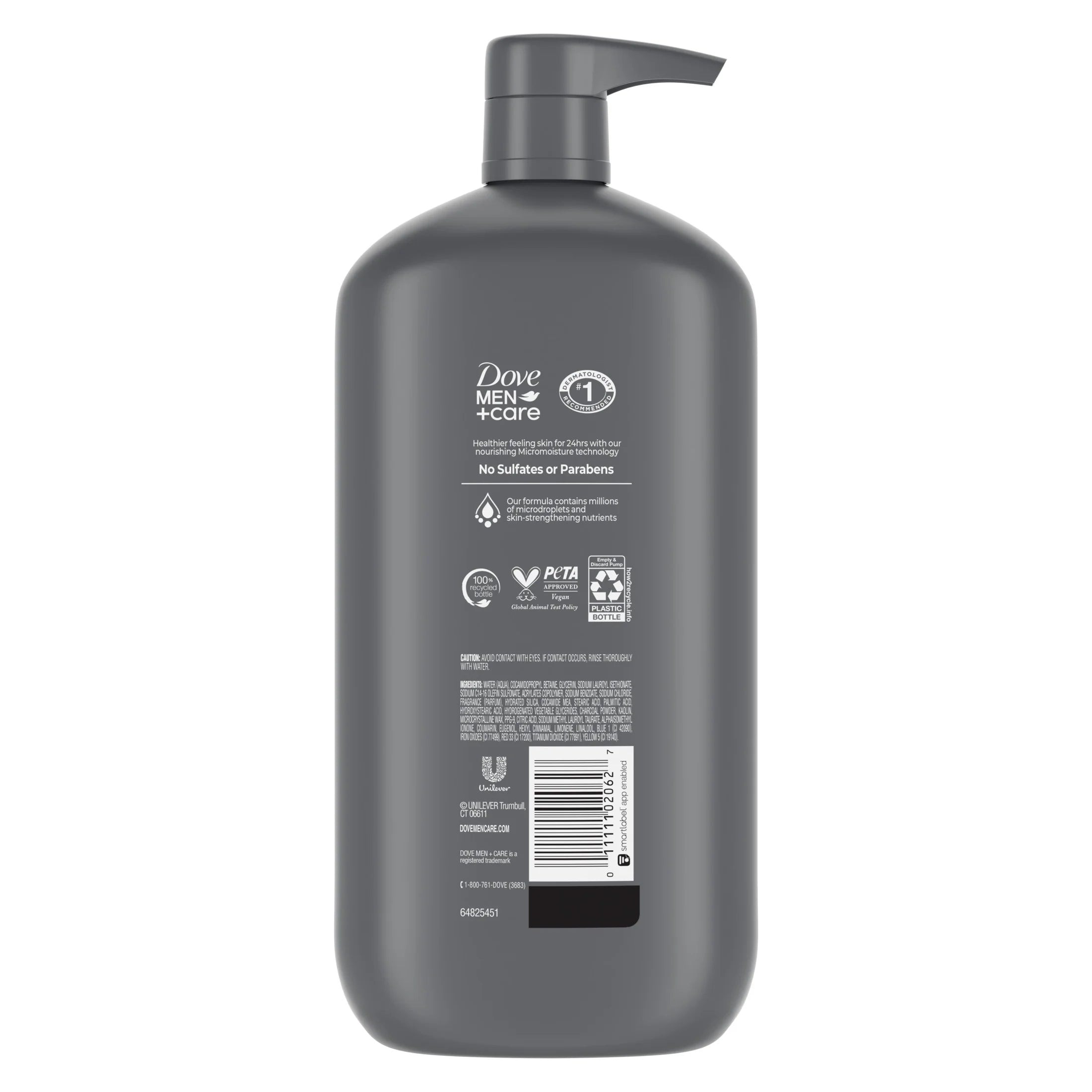 (4 Pack)  Purifying Hydrating Face & Body Wash for Men Charcoal & Clay, 30 Oz