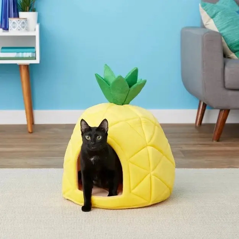 Elegant Pineapple-Inspired Pet Bed House for Cats and Dogs