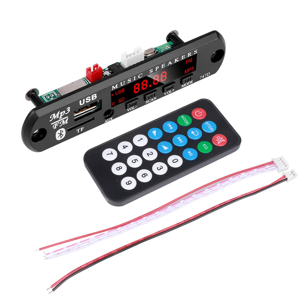 1-5PCS 9V 12V MP3 WMA Decoder Board USB AUX TF FM Radio Bluetooth 5.0 Wireless Lossless Music Player Module with Remote Control