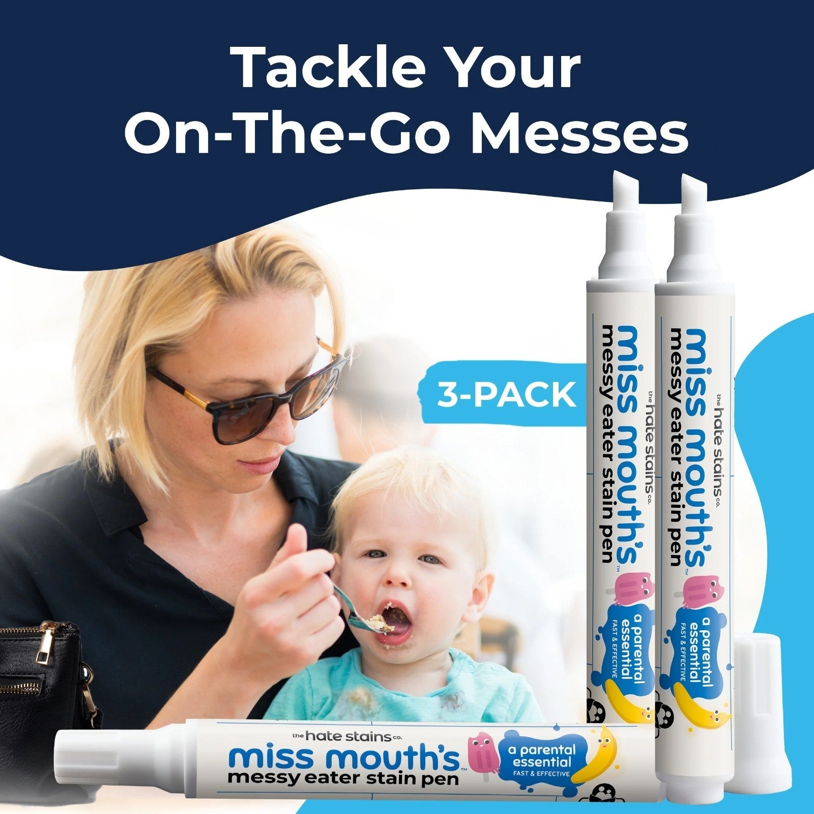 Gentle Stain Treater Pen Set by Miss - Ideal for Baby Messes, 3 Pack