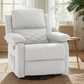 Gelloan 360° Swivel Recliner Chair, Small Rocker Chair for Small Spaces, Upholstered Fabric Glider Recliner Nursery Chair with Side Pockets,White