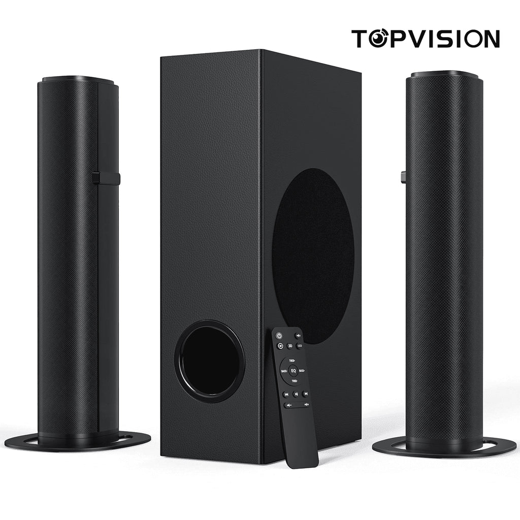 TOPVISION 4.1Ch Sound Bar with Subwoofer, 120W Separable Sound Bar for TV, 2-In-1 Detachable Sound Bar with Usb/Aux/Coaxial/Optical/Hdmi/Bluetooth
