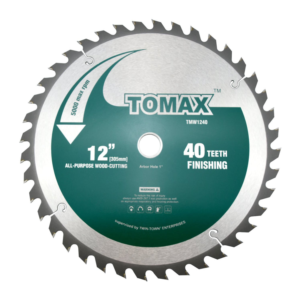 TOMAX 12-Inch 40 Tooth ATB Finishing Saw Blade - Precision Cutting with 1-Inch Arbor