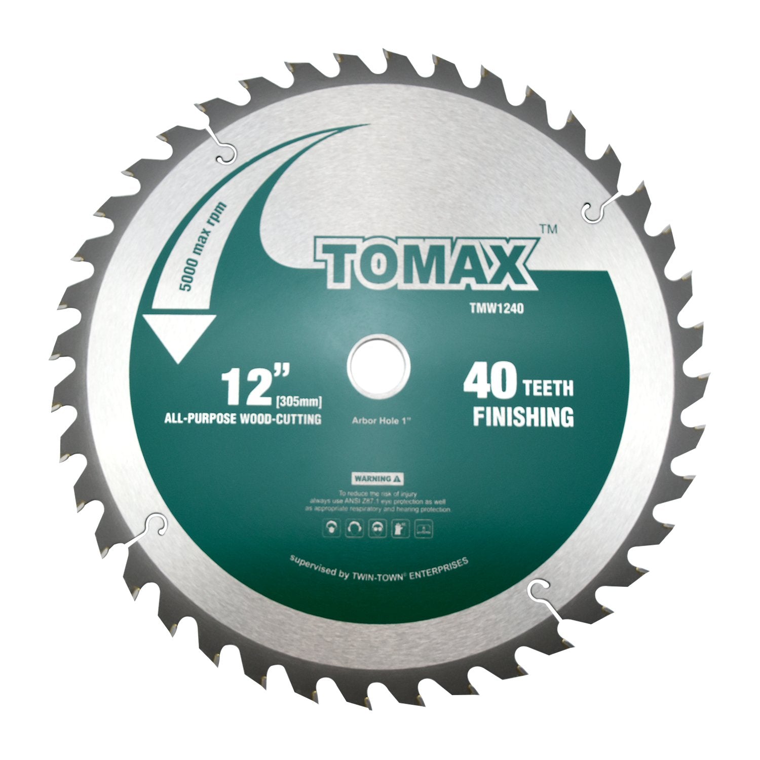 TOMAX 12-Inch 40 Tooth ATB Finishing Saw Blade - Precision Cutting with 1-Inch Arbor