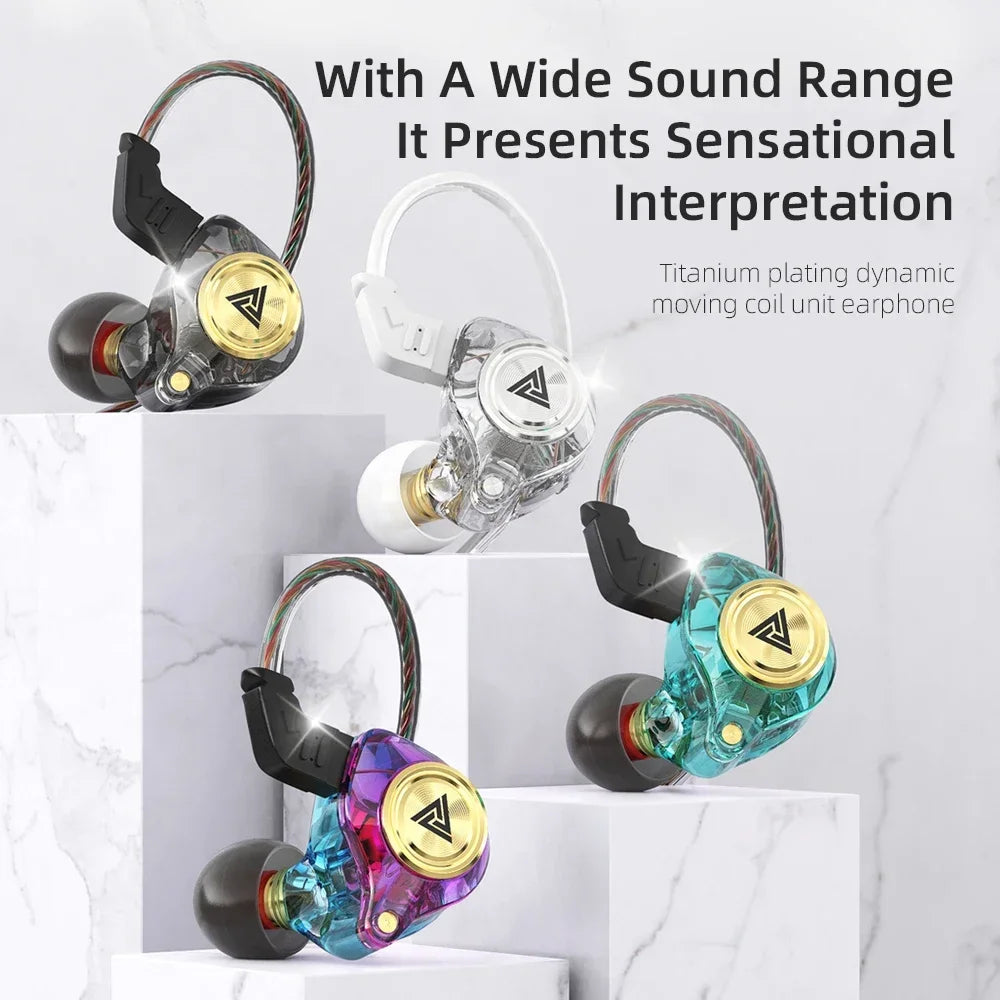 QKZ AK3 Wired Earphones with Microphone - Hi-Fi Music Monitor Headphones with Noise Cancellation for Sports and Gaming