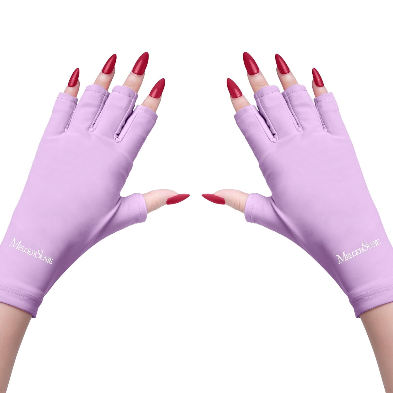 Melodysusie UV Protection Gloves for Gel Nail Lamps - UPF50+ Fingerless Manicure Gloves for Men and Women - Safeguard Your Hands from Sun and Nail Dryer Damage (Black)