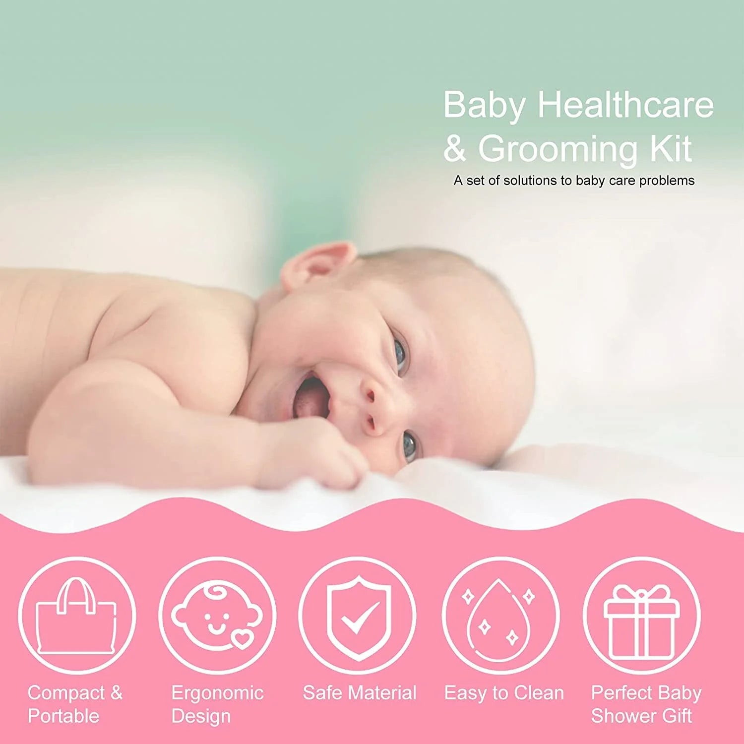 Baby Grooming Healthcare Kit Baby Safety Care Set Nail Clipper Brush Comb Scissors Thermometer Nasal Aspirator Finger Toothbrush Baby Essentials Nursery Kit for Newborn Girl Boys (Blue)