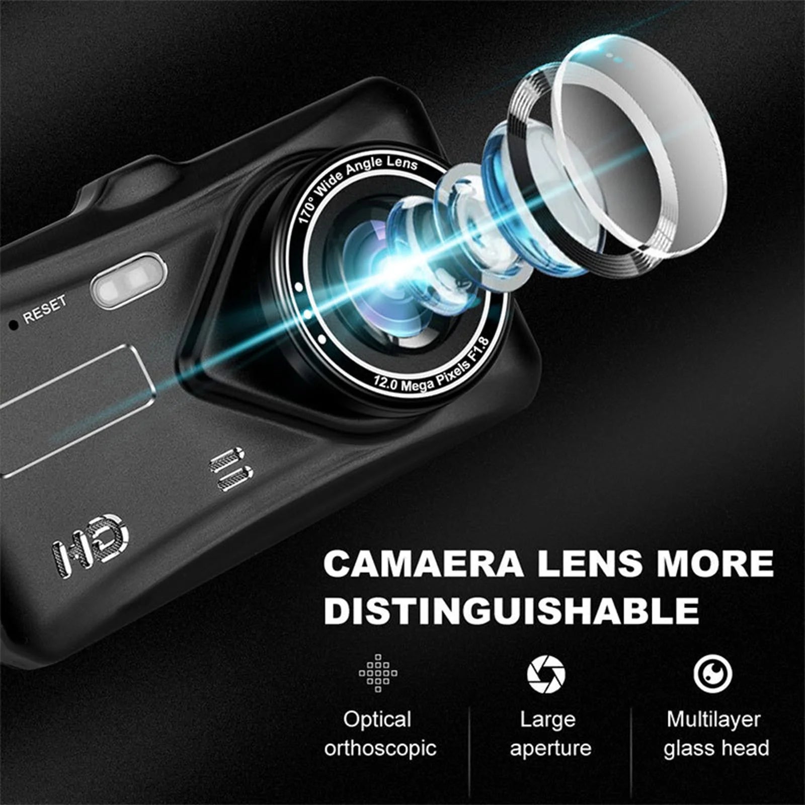 Dash Cam Front and Rear, Harpi Dash Camera for Cars, HD 1080P Backup Camera Driving Hitch Rear View Observation Systems