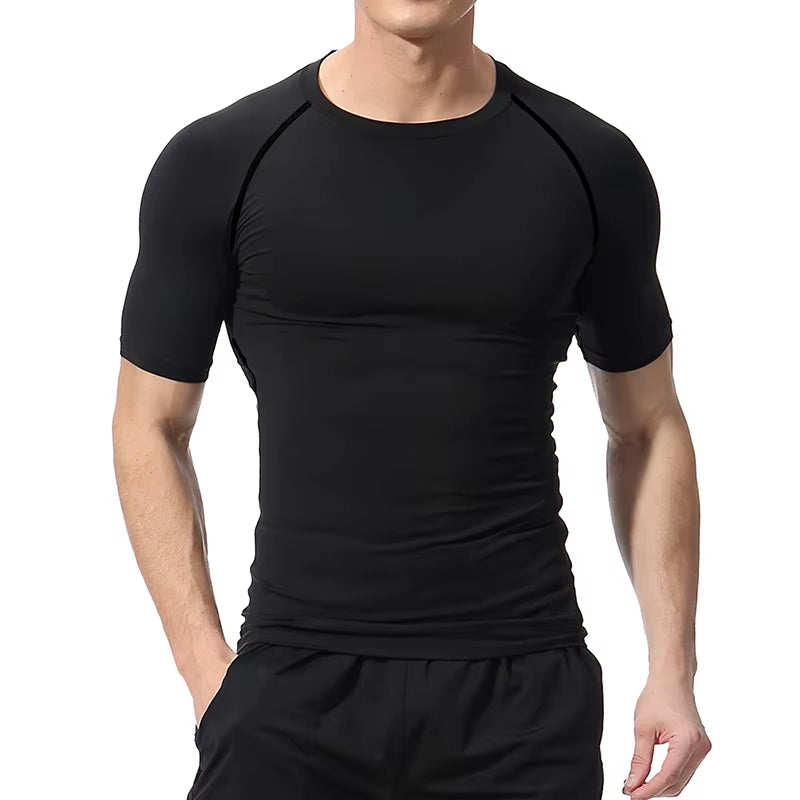 Men'S Compression Shirts Summer Short Sleeves Tees T-Shirt Gym Workout Fitness Running Tops Undershirts Baselayer Sportswear