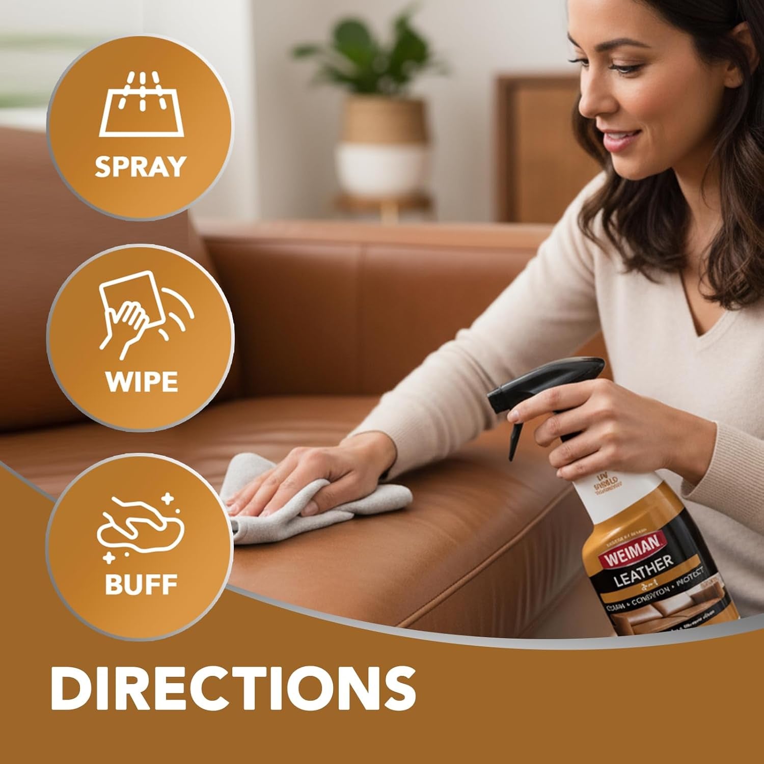 Weiman Leather Cleaner & Conditioner - Ultimate Care for All Leather Surfaces, 6 Pack, 22 FL Oz - Cleans, Restores & Protects with UV Defense