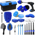 27-Piece Car Detailing Accessories Kit with Wheel and Tire Brushes and Tool Box