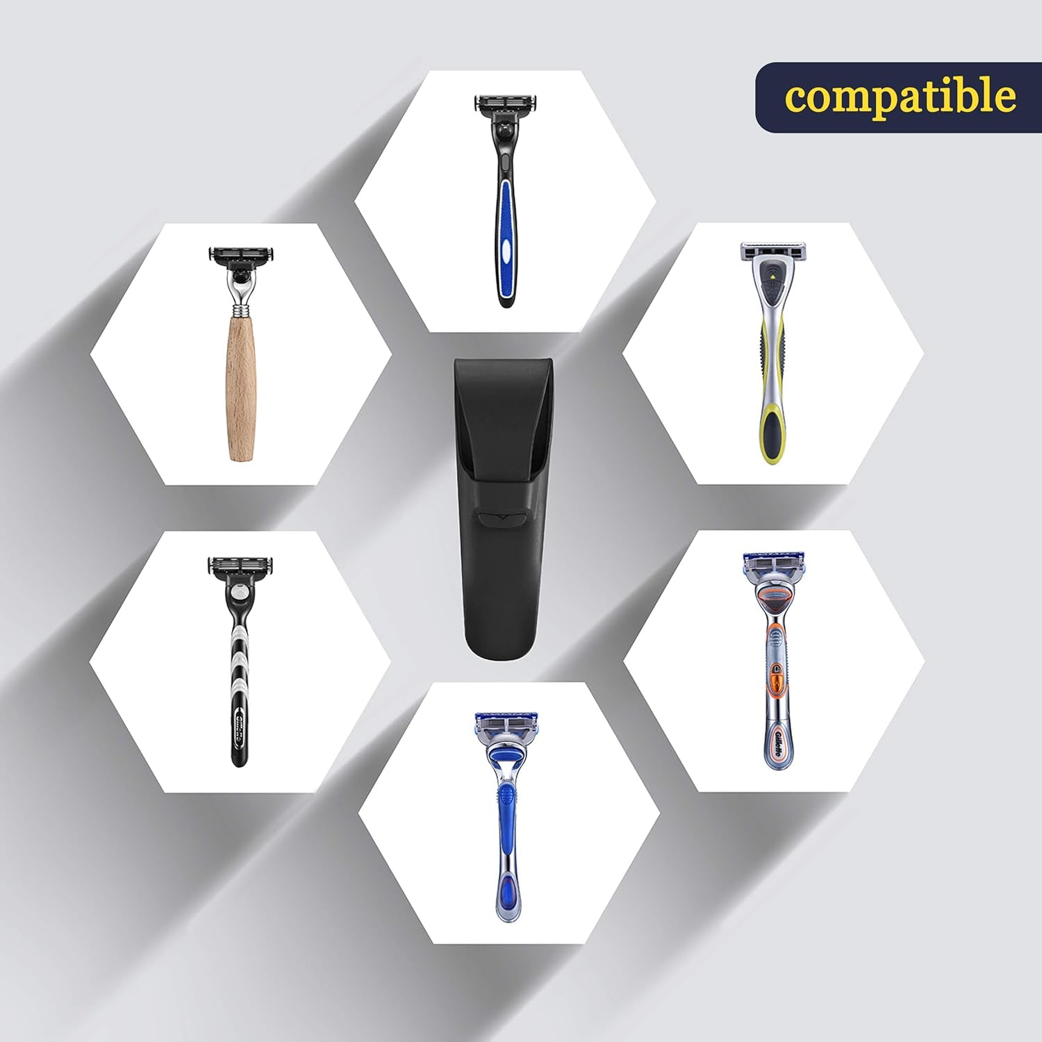 Razor Case for Travel Silicone Safety Waterproof for Gillette Parker Merkur Soft Shaver Case Carrying Cover Bag