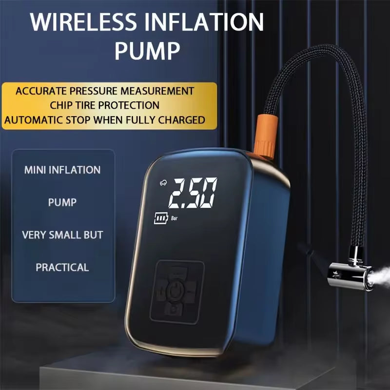 LEIBOO Wireless Electric Tire Inflator and Air Compressor for Motorcycles, Bicycles, and Automobiles with Digital Display