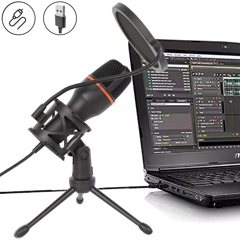 3.5MM/USB Condenser Microphone Wired for PC Computer Laptop Professional Gaming Accessories Streaming Sound Podcast Record