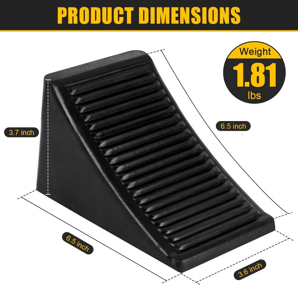 4-Pack Heavy-Duty Solid Rubber Wheel Chocks for Trailers and RVs