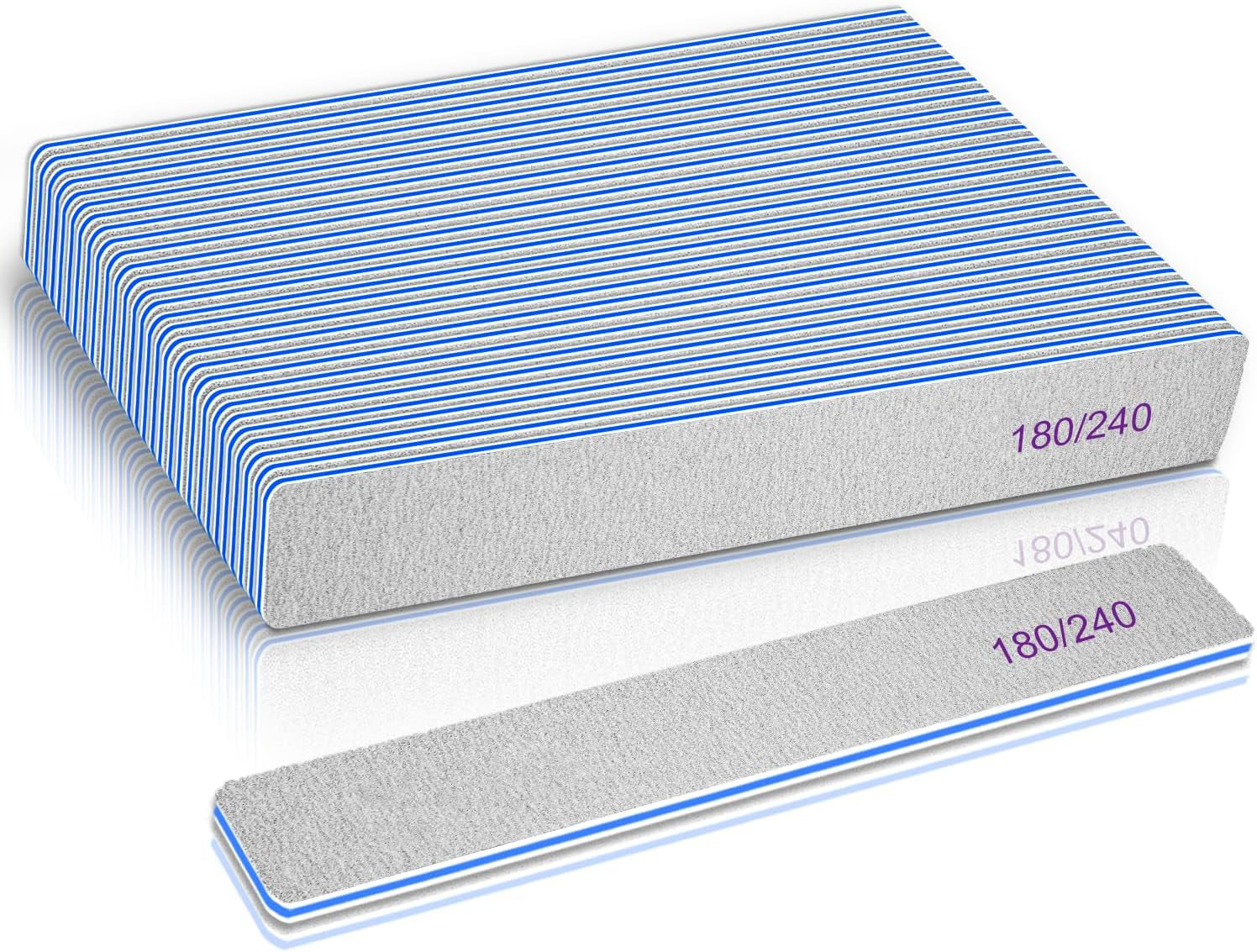 Professional 12-Piece Jumbo Nail File Set for Acrylic Nails - 80/80 Grit Emery Boards, Washable & Thick Manicure Tools for Nail Technicians