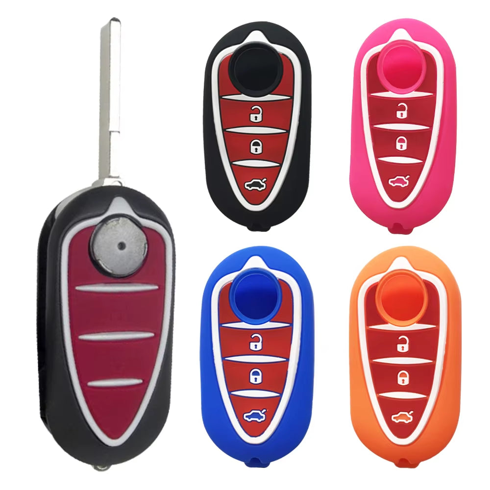 Silicone Key Cover Holder for Alfa Romeo Models: Giulietta, Myth Junior, 4C, Mito, 159, GTO, and GTA - Remote Control Accessory