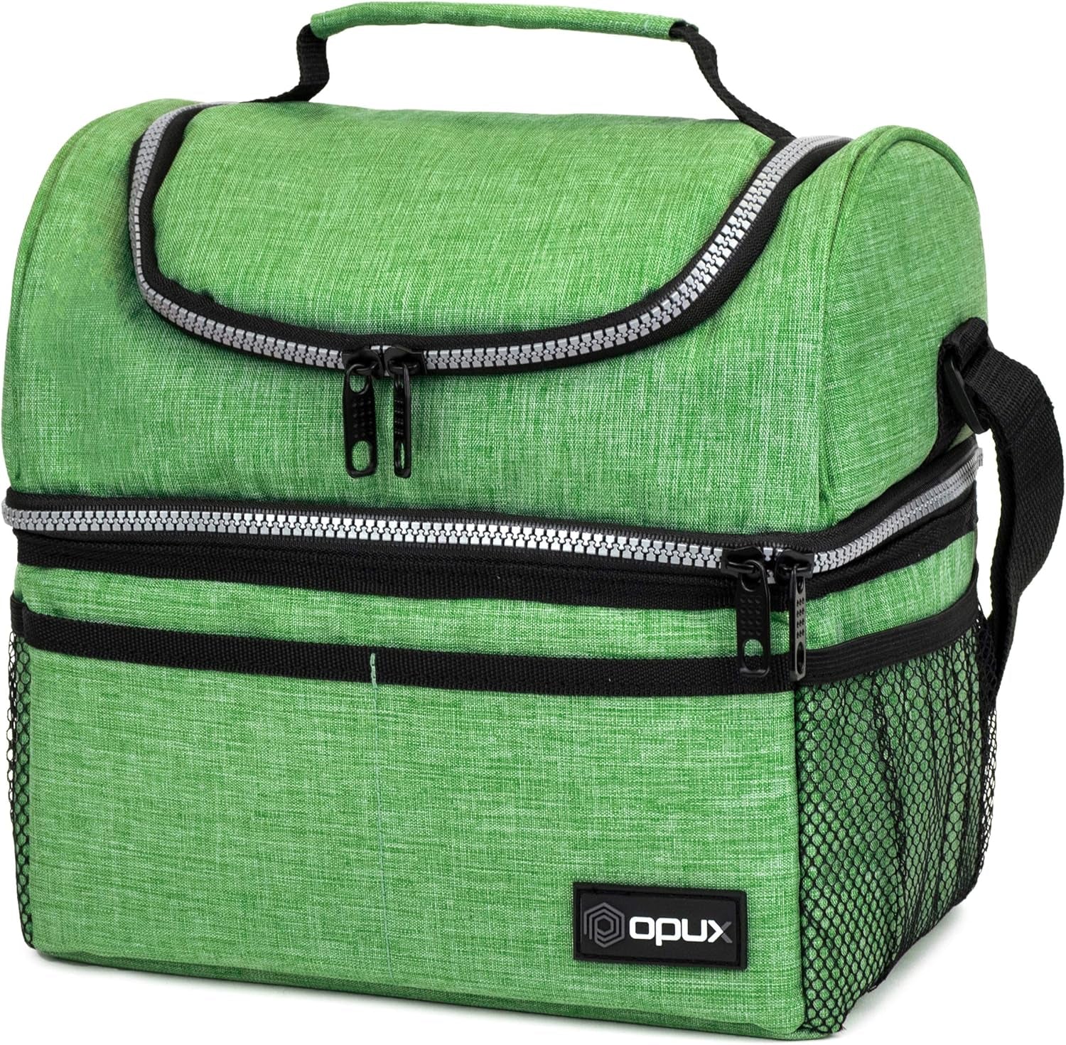OPUX Insulated Double Decker Lunch Box - Large 12L Leakproof Cooler for Adults & Kids - Aqua Turquoise Soft Tote for Work & School Meal Prep