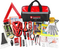 Car Emergency Kit, Premium Roadside Rescue Essentials, Ideal Car Road Safety Kit for Trucks, Rvs, Etc. (Red)