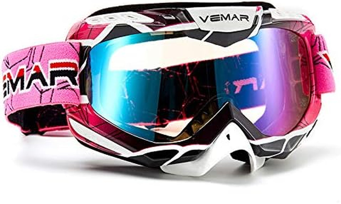Pink Motorcycle Motocross Goggles - Windproof, Dustproof, Scratch Resistant ATV Racing & Dirt Bike Safety Glasses