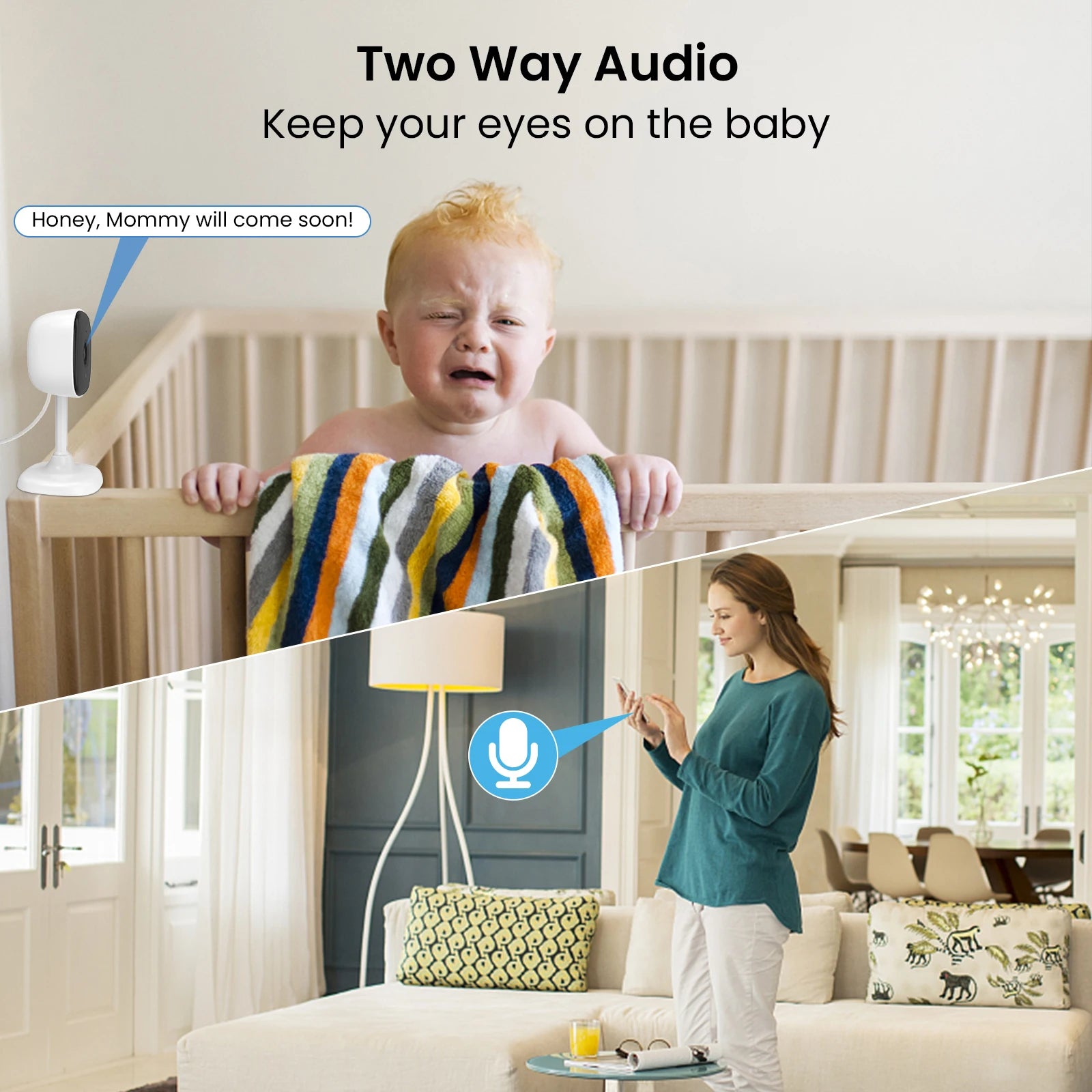 1080P HD Tuya Wifi IP Camera Indoor Pet Baby Monitor Night Vision Ai Detection P2P Surveillance Cameras with Alexa & Google Home
