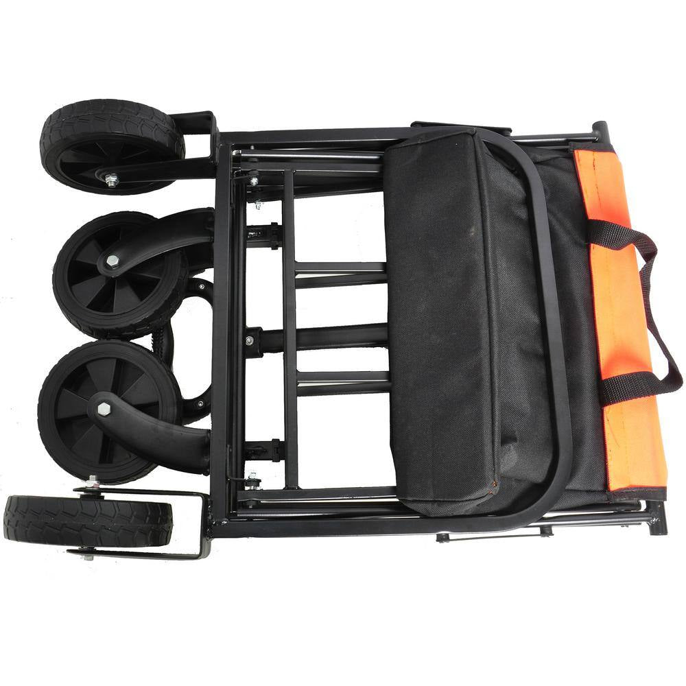 1.8 Cu. Ft. Orange Black Metal Mini Folding Garden Cart