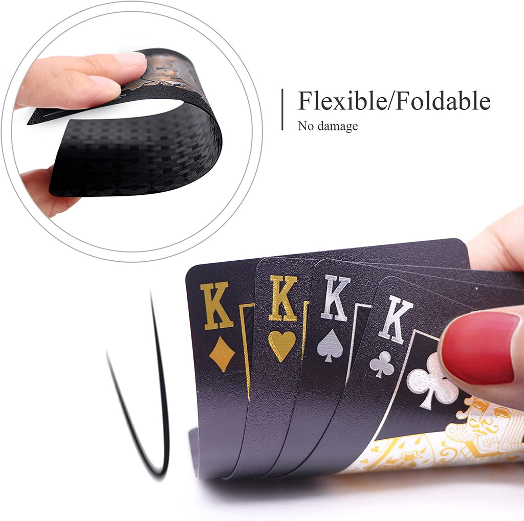 ACELION Waterproof Plastic Playing Cards - Black Diamond Deck for Poker and Gifts