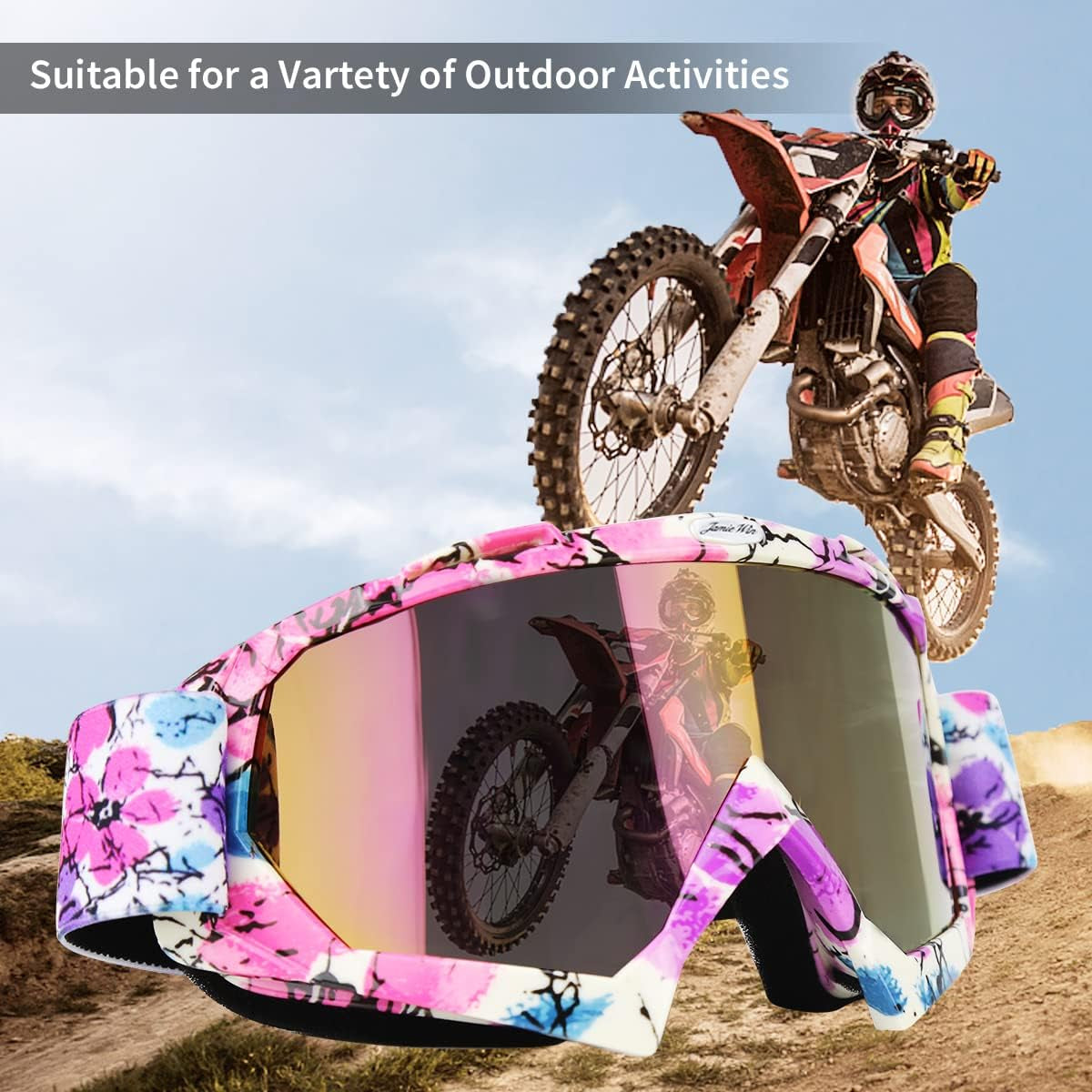 JAMIEWIN Offroad Motocross Goggles - Ultimate ATV, Dirt Bike & Motorcycle Eye Protection with Anti-UV, Dustproof & Anti-Fog Lenses for All Ages!