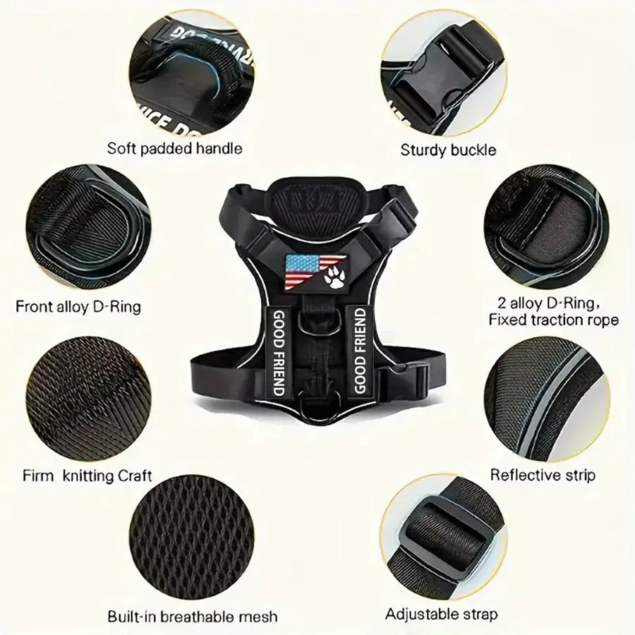 Adjustable Reflective Dog Harness for Training and Walking - Suitable for Dogs and Cats