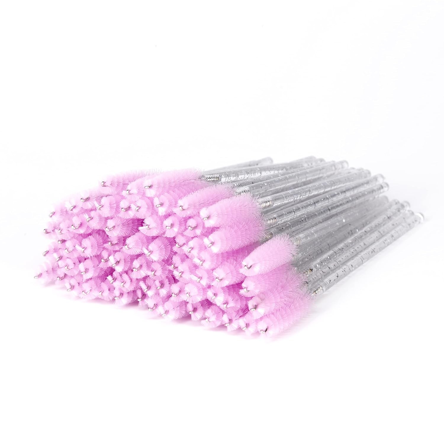 I-Laesh 100 Pcs Crystal Blue Eyelash Brush Set - Sparkling Mascara Wands & Professional Eyebrow Spoolies for Flawless Makeup Application
