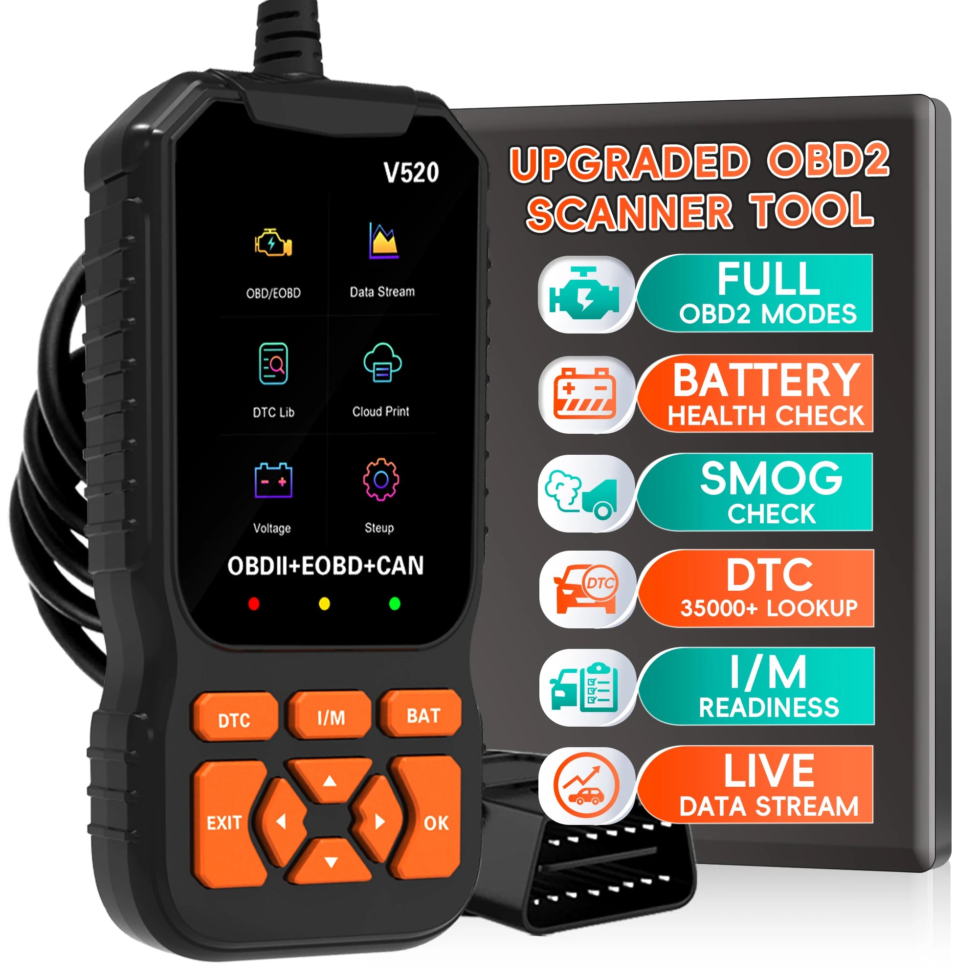 Professional OBD2 Scanner Diagnostic Tool, Enhanced Check Engine Code Reader with Reset OBDII/EOBD Car Diagnostic Scan Tools