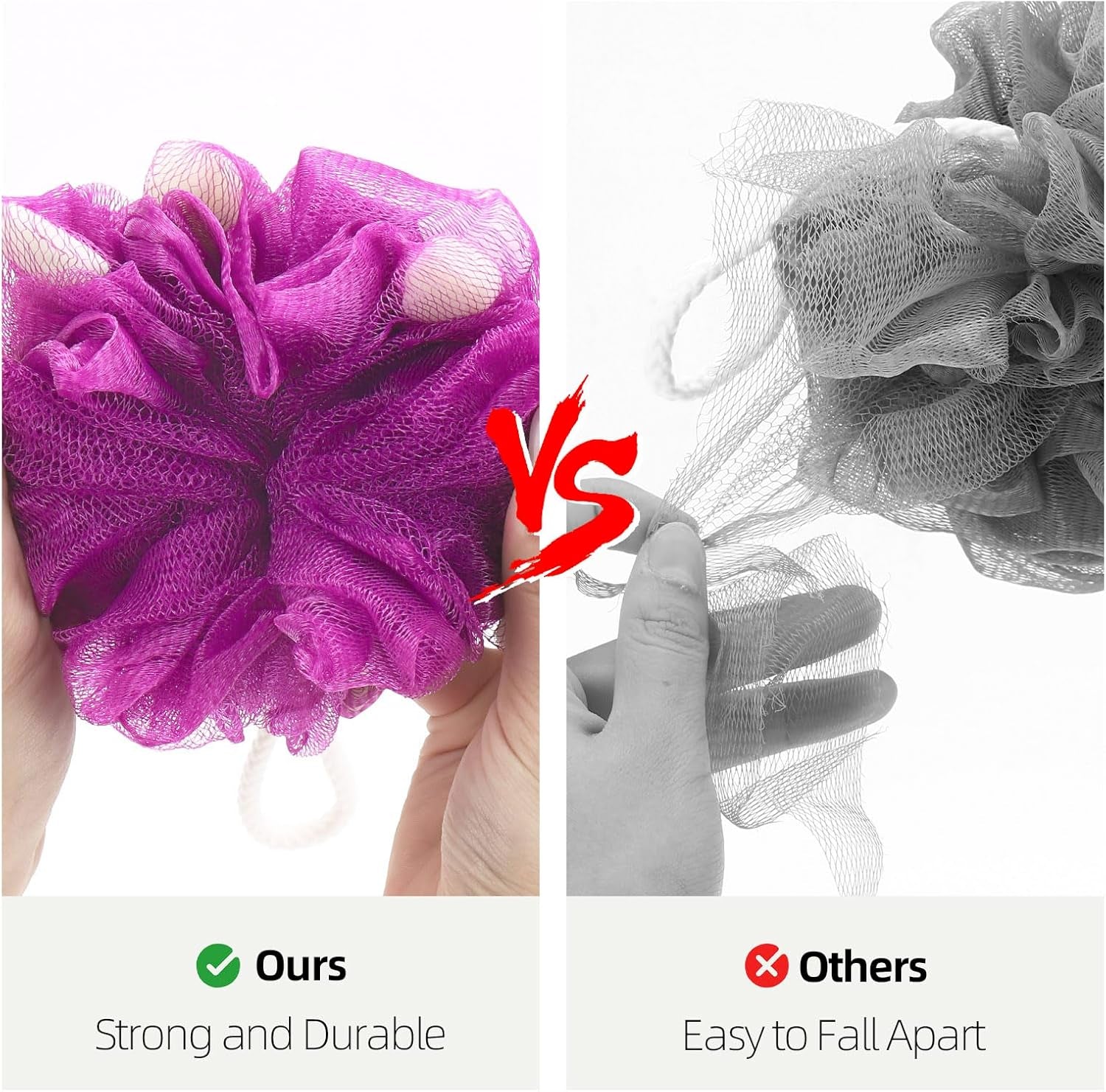 BTYMS Premium Mesh Poufs - Exfoliating Bath Sponges & Shower Loofahs (Pack of 4) for Ultimate Body Wash Experience