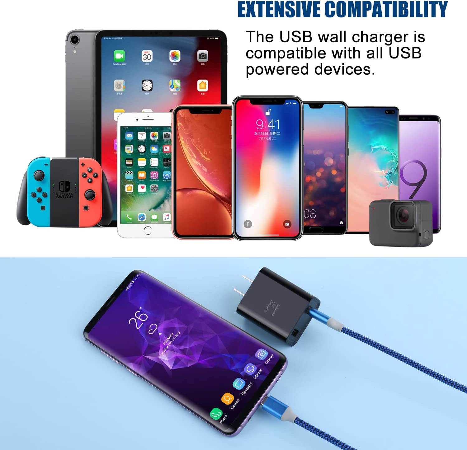 Quick Fast Charge 3.0 USB Wall Charger, Costyle 5 Pack 30W Dual USB Power Adapter (Fast Charge 3.0&5V 2.4A) Adaptive Fast Charging Block Compatible Iphone 11 XS XR, Galaxy S10 S9,Note 10-Black