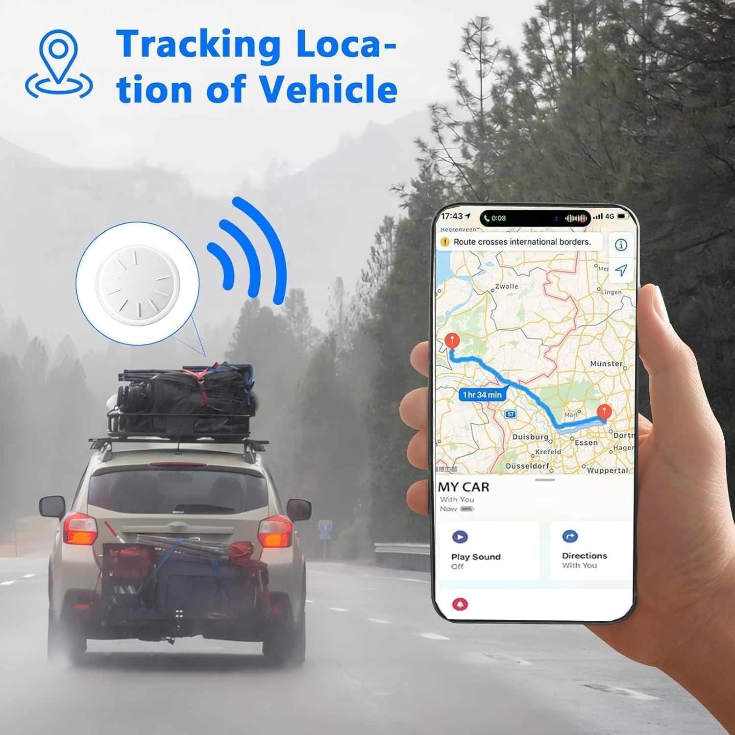 GPS Tracker for Vehicles,Tracker Device for Vehicles Work with Find My (Ios Only),Hidden Tracking Devices for Cars,No Monthly Fee Car GPS Tracker with Magnetic Case (Black,2Pcs)