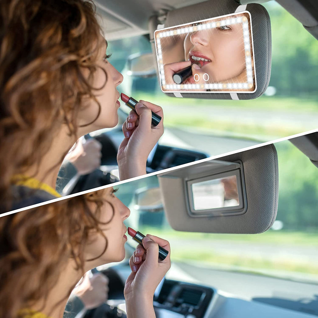 Rechargeable Car Sun Visor Vanity Mirror with Dimmable LED Lights - Perfect Makeup Accessory & Birthday Gift for Women and Girls, Universal Fit for Cars and Trucks