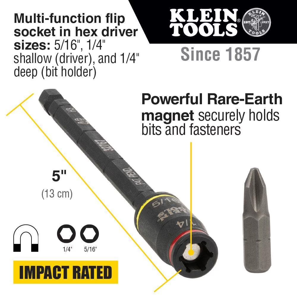 Klein Tools 3 in 1 Impact Flip Socket Set 2Pc