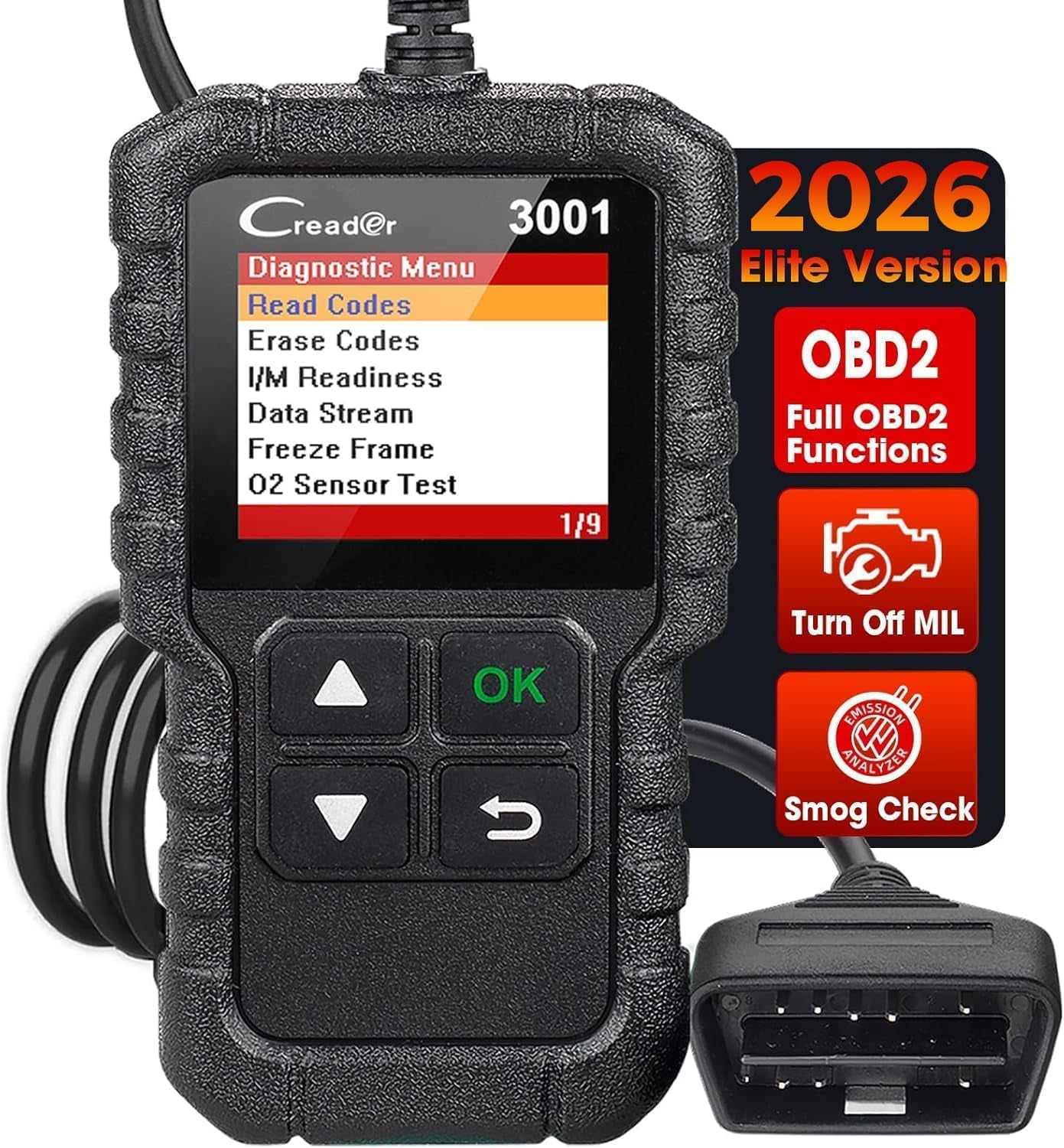 LAUNCH Creader 3001 OBD2 Scanner, Engine Fault Code Reader Mode 6 CAN Diagnostic Scan Tool for All OBDII Protocol Cars since 1996, Lifetime Free Update