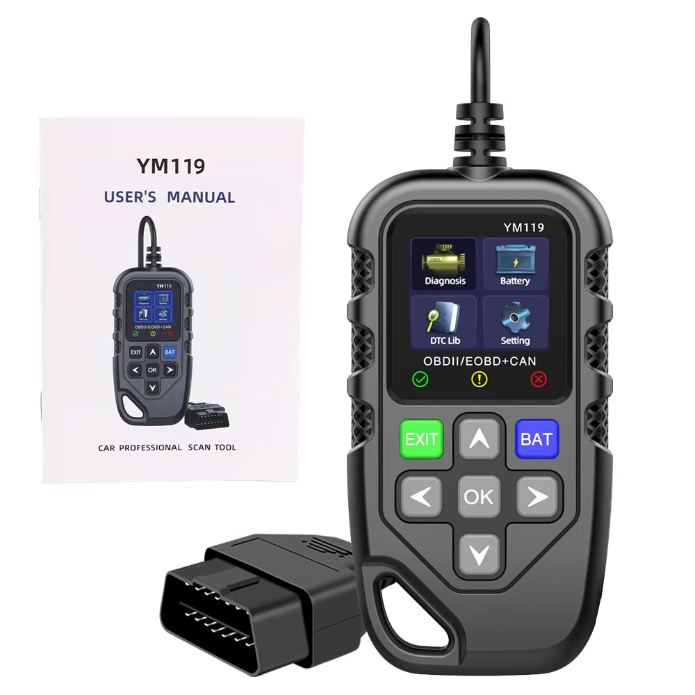 Multi-Language OBD2 Code Reader Work for All Cars YM119 Car Auto Diagnostic Tool Clear/Erase Codes OBDII Scanner