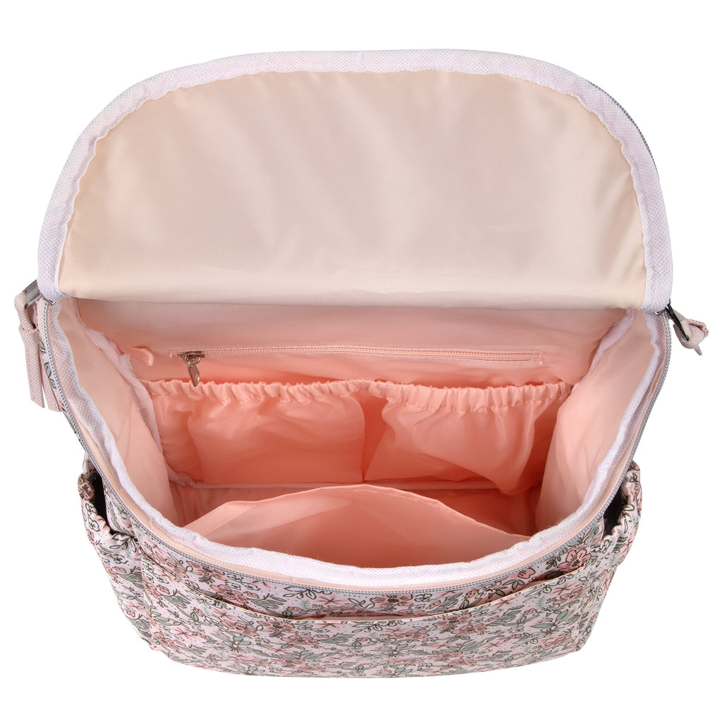 Baby Essentials 2 Piece Baby Diaper Backpack with Stroller Straps and Matching Changing Pad in Floral Taupe