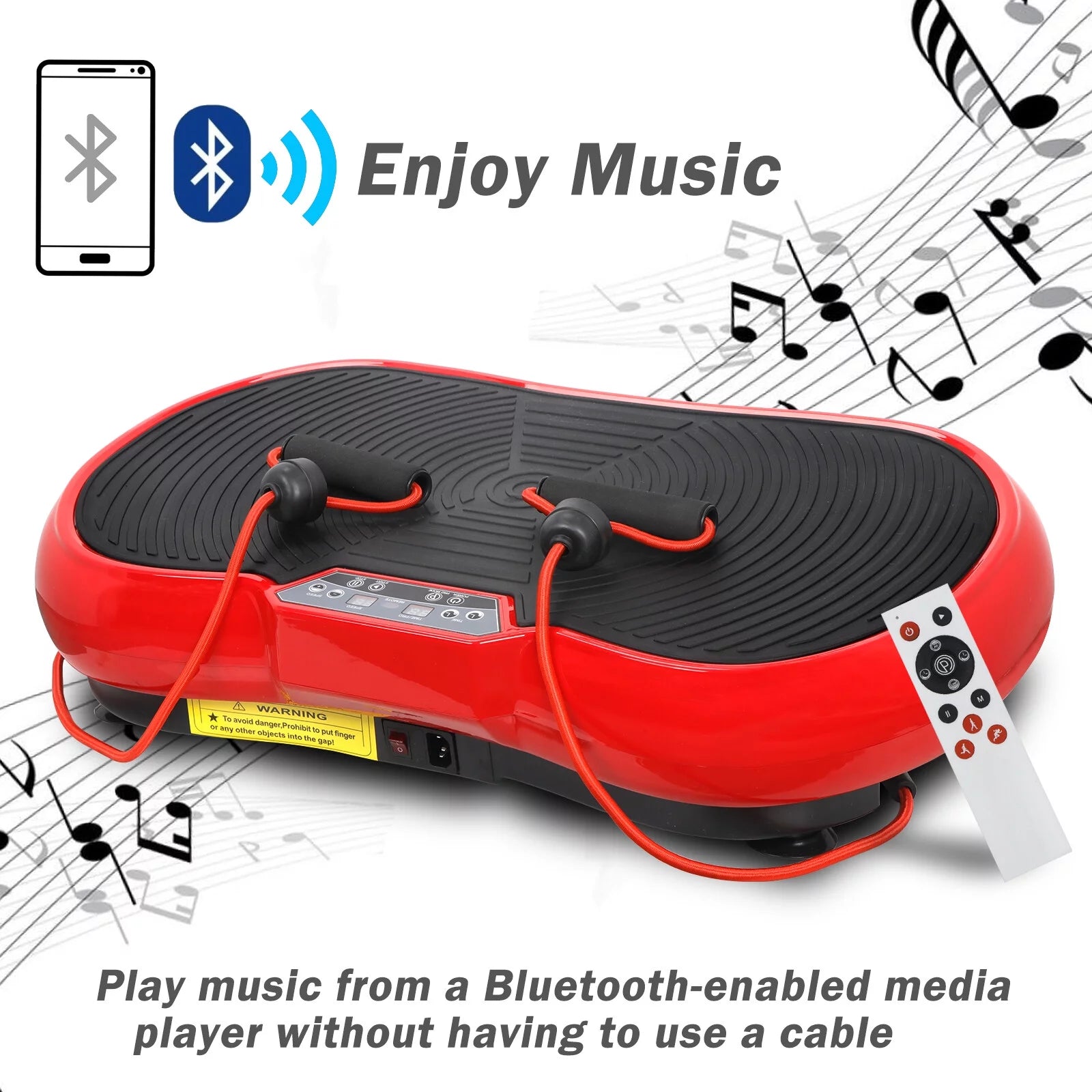 Vibration Plate Exercise Machine for Full Body Workouts with Bluetooth Connectivity - Red