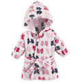 Hudson Baby Infant Girl Plush Animal Face Bathrobe, Bows, 0-9 Months
