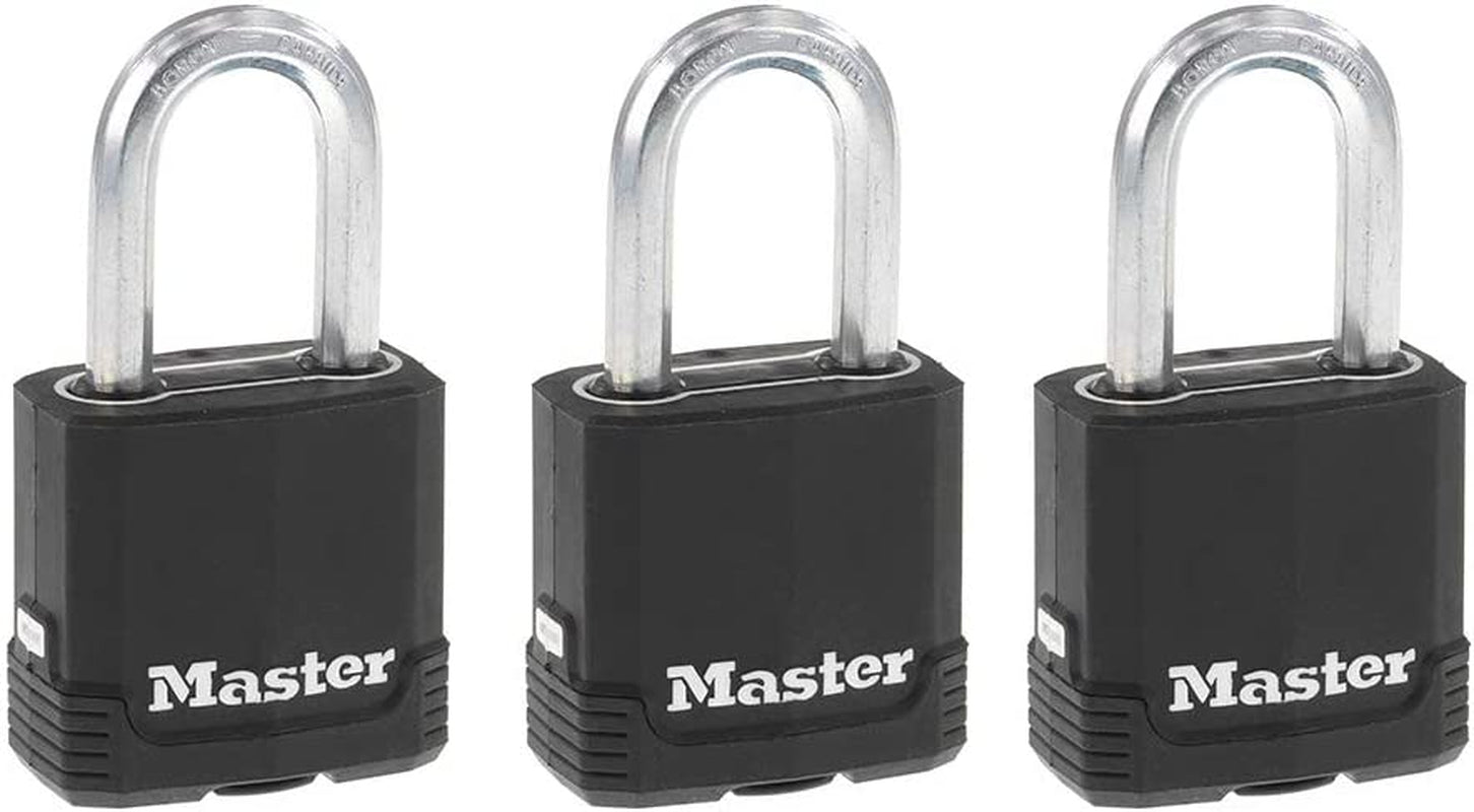 Master Lock Magnum Heavy Duty Outdoor Padlock - Weather Resistant & Cut Safe Shackle - Perfect for Fences, Gates, and Sheds - 2 Pack (M115XTLF) - Black