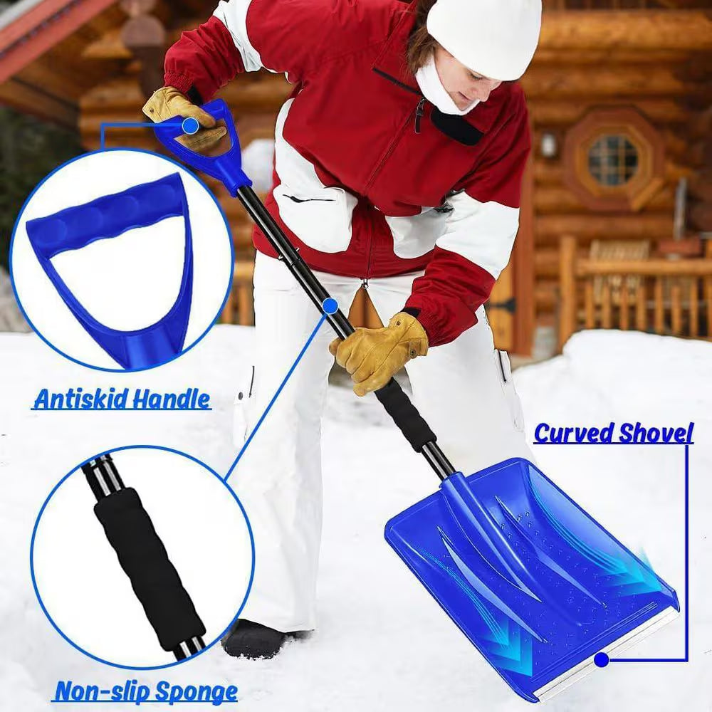 42.5 In. Aluminum Handle Aluminum Snow Shovel, Portable Foldable Lightweight for Car Driveway Garden Emergency