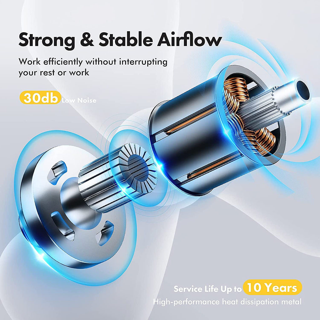 JINLICTE Rechargeable Portable Camping Fan - 9 Inch, Stepless Speed, Ultra-Quiet, 8-36 Hours Runtime for Outdoor Adventures, Picnics, and Home Use