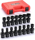 CASOMAN 15-Piece 3/8" Drive Metric Universal Impact Socket Set - 6-Point, 8mm to 22mm