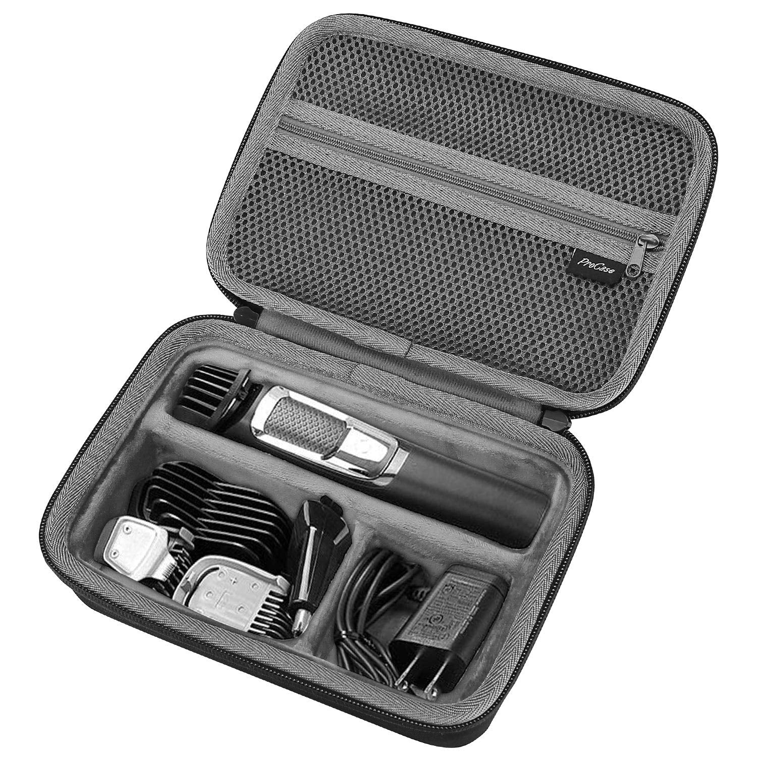 Procase Hard Travel Case for Norelco Multigroom Series 3000 5000 7000 MG3750 MG5750/49 MG7750/49 Men'S Electric Trimmer Shaver and Attachments -Black